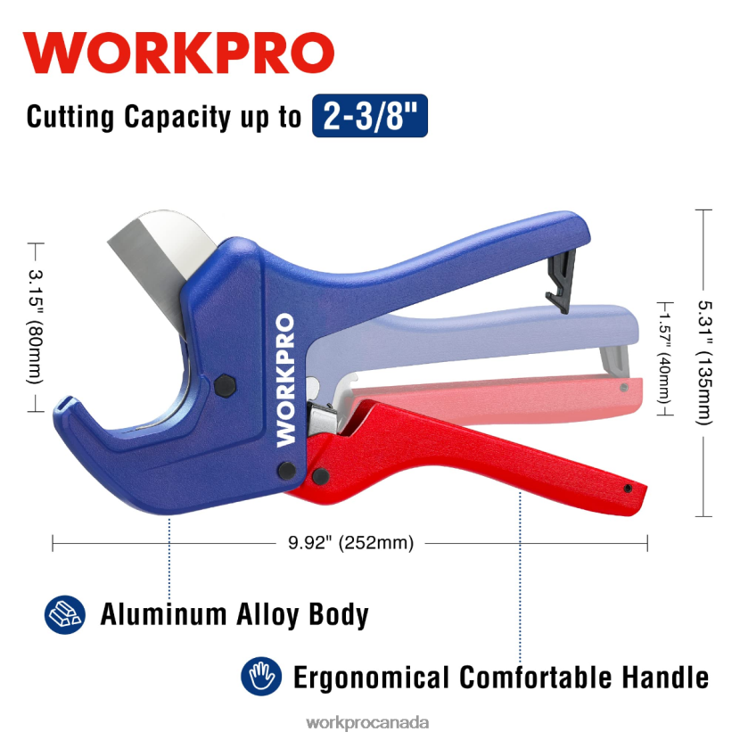 Useful WORKPRO Ratchet PVC Pipe Cutter Tool Tool ZNRDXV155
