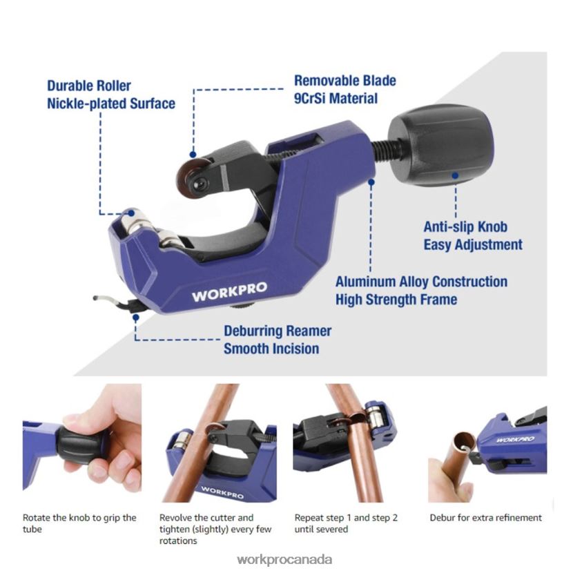 Useful WORKPRO Tubing Cutter, 1/8 to 1-1/8inch Tube Cutter, Heavy Duty Pipe Cutter for Thin Copper PVC Aluminum Pipes Tool ZNRDXV153