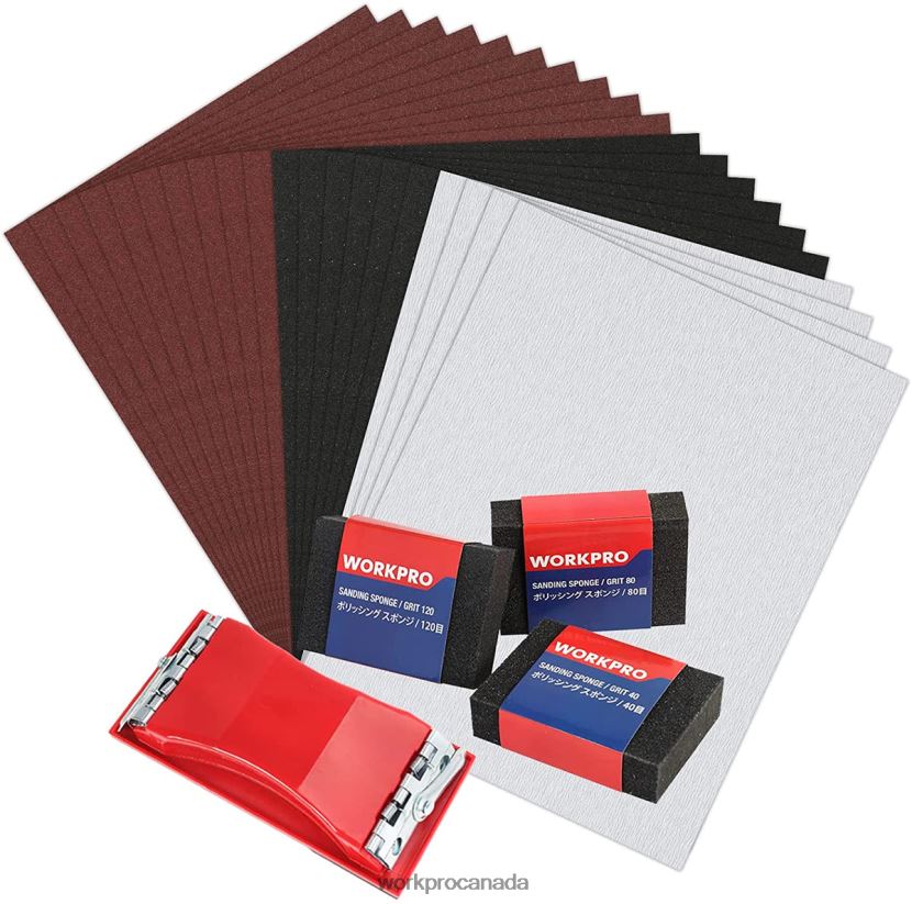 Helpful WORKPRO 24 Packs of Sandpaper 80-600 Assorted Grit with Holder Tool ZNRDXV150