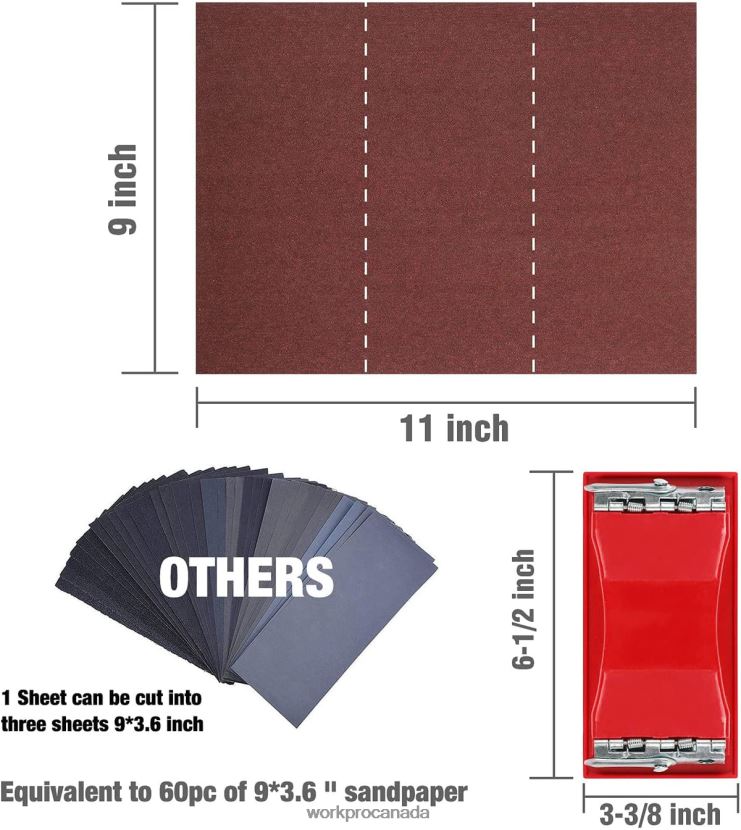 Helpful WORKPRO 24 Packs of Sandpaper 80-600 Assorted Grit with Holder Tool ZNRDXV150