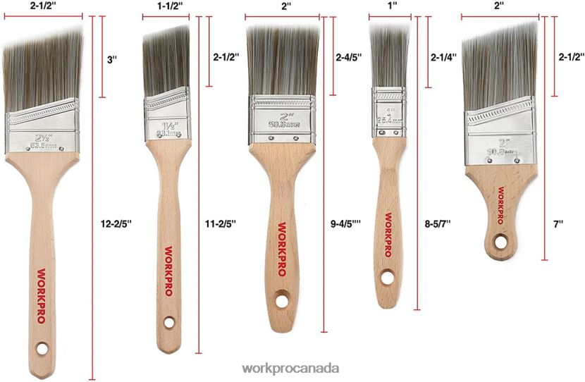 Morden WORKPRO Paint Brushes Set, 5 Pcs Professional Flat and Angle Sash Paint Brush with Wood Handle Tool ZNRDXV151