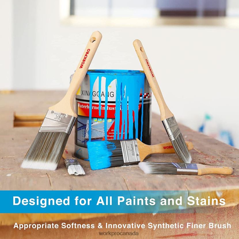 Morden WORKPRO Paint Brushes Set, 5 Pcs Professional Flat and Angle Sash Paint Brush with Wood Handle Tool ZNRDXV151