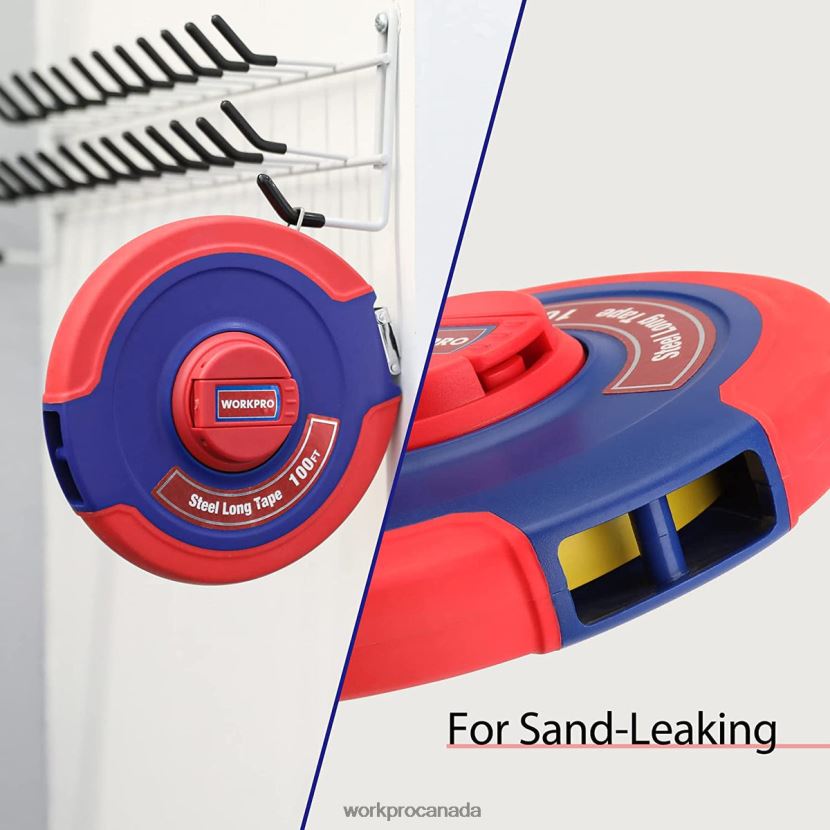 New WORKPRO 100 FT Tape Measure, Closed Reel Steel Long Tape with Foldable Handle, Shock-Resistant Case Tool ZNRDXV106
