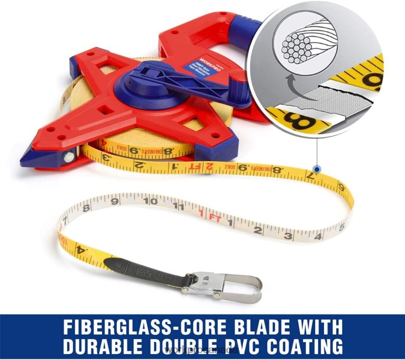 New WORKPRO Open Reel Tape Measure with Double Nylon Coated Fiberglass Blade, 100 Feet Tool ZNRDXV109