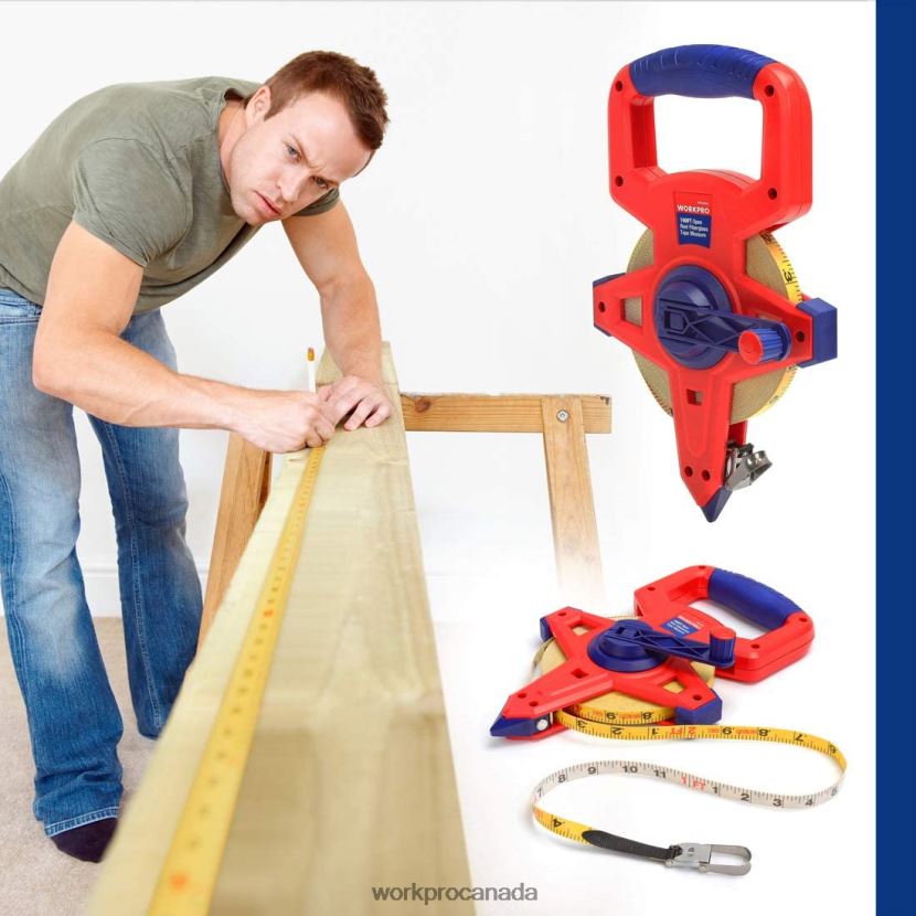 New WORKPRO Open Reel Tape Measure with Double Nylon Coated Fiberglass Blade, 100 Feet Tool ZNRDXV109