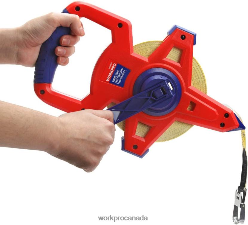 New WORKPRO Open Reel Tape Measure with Double Nylon Coated Fiberglass Blade, 100 Feet Tool ZNRDXV109