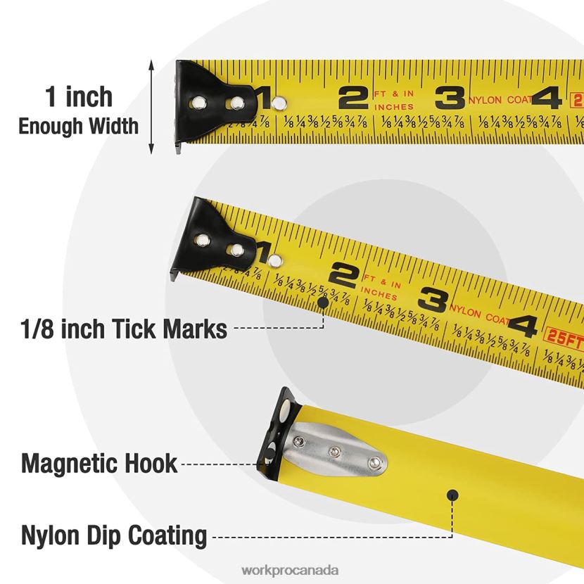 Useful WORKPRO 25FT Tape Measure, 1/8 Fractions, and 1/32 Accuracy Easy Read Measuring Tape, Retractable Nylon Coating Measurement Tape Tool ZNRDXV105