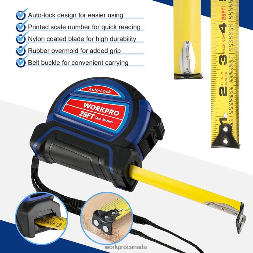 Useful WORKPRO Auto-Lock Tape Measure 25 FT Tool ZNRDXV111