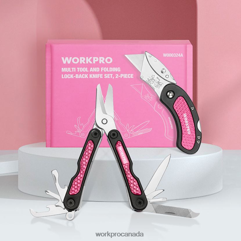 Pink WORKPRO Utility Knife & Multi Tool Set Tool ZNRDXV44