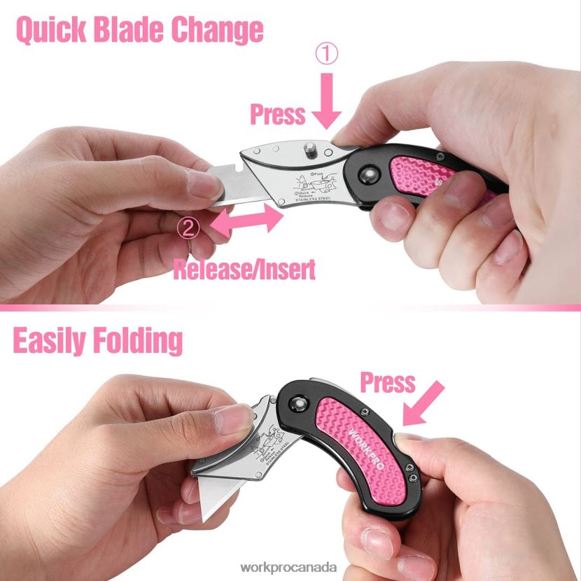 Pink WORKPRO Utility Knife & Multi Tool Set Tool ZNRDXV44