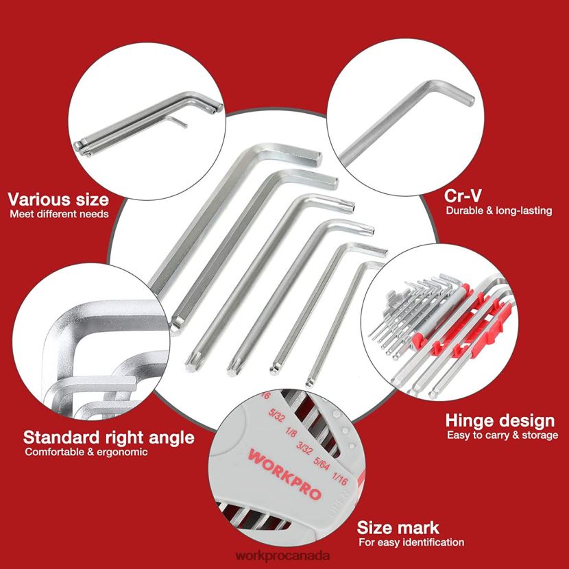 Useful WORKPRO 27 Pcs Long Arm Ball End Allen Wrench Set for Excellent Grip and Torque Transfer Tool ZNRDXV62