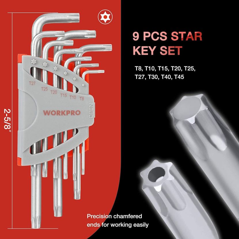 Useful WORKPRO 27 Pcs Long Arm Ball End Allen Wrench Set for Excellent Grip and Torque Transfer Tool ZNRDXV62