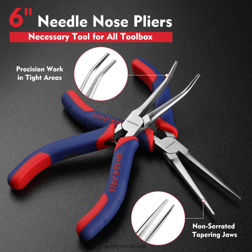 Morden WORKPRO 2-Pcs Mini Needle Nose Pliers Set, Long Nose Pliers, Bent Nose Pliers Tool ZNRDXV73