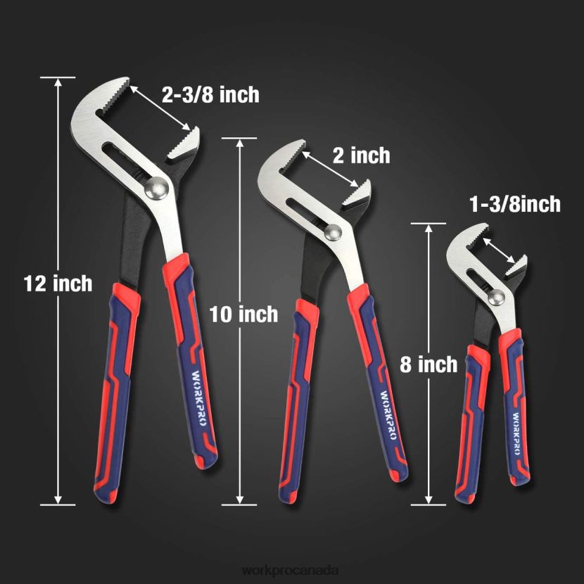 New WORKPRO 3 Pcs Adjustable Multipurpose Groove Joint Pliers Set Tool ZNRDXV68