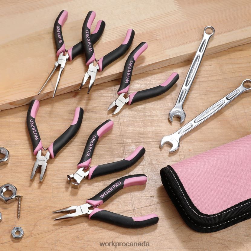 Pink WORKPRO 6 Pcs Mini Pliers Set with Pouch Tool ZNRDXV65