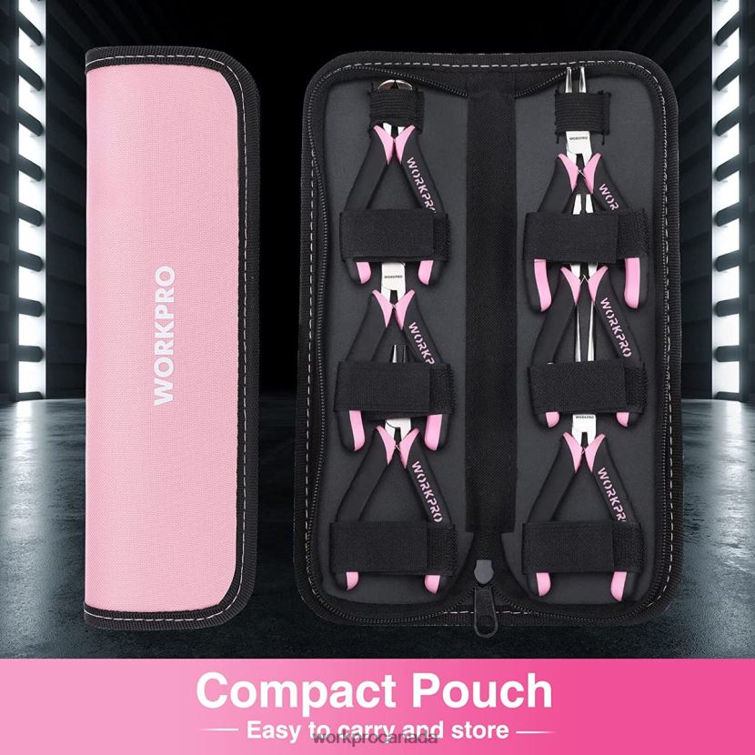 Pink WORKPRO 6 Pcs Mini Pliers Set with Pouch Tool ZNRDXV65