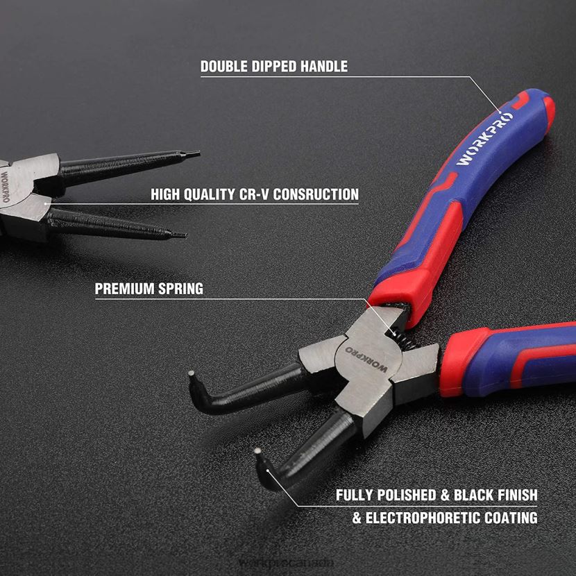 Useful WORKPRO 4 Pcs Snap Ring Pliers Set with Storage Pouch Tool ZNRDXV67