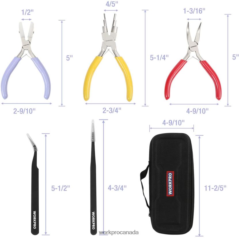Useful WORKPRO 5 Pcs Jewelry Pliers, Jewelry Tools Includes 6 IN 1 Wire Loop Pliers, Nylon Nose Pliers, Bent Nose Pliers, Pointed Tweezers, Curved Tweezers Tool ZNRDXV75