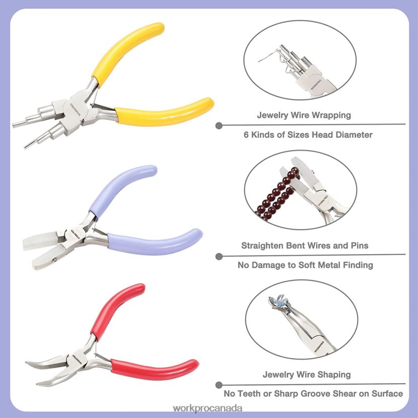 Useful WORKPRO 5 Pcs Jewelry Pliers, Jewelry Tools Includes 6 IN 1 Wire Loop Pliers, Nylon Nose Pliers, Bent Nose Pliers, Pointed Tweezers, Curved Tweezers Tool ZNRDXV75