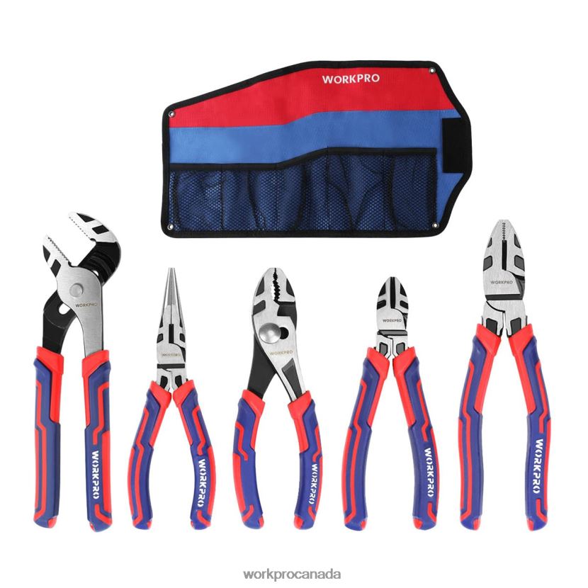 Useful WORKPRO 5 Pcs Premium Cr-V Construction Pliers Set with Storage Pouch Tool ZNRDXV66