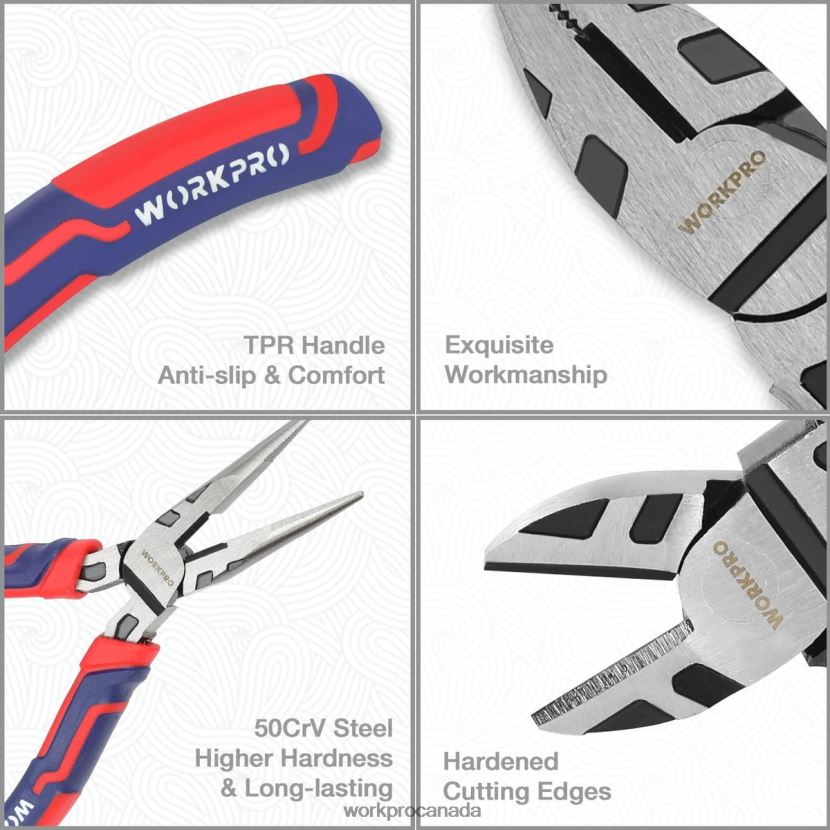Useful WORKPRO 5 Pcs Premium Cr-V Construction Pliers Set with Storage Pouch Tool ZNRDXV66