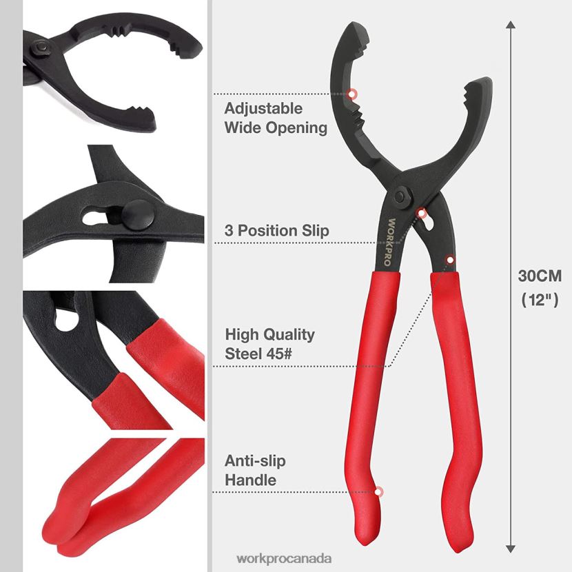 Useful WORKPRO Adjustable Oil Filter Pliers Ideal For Engine Filters Conduit Fittings Tool ZNRDXV69