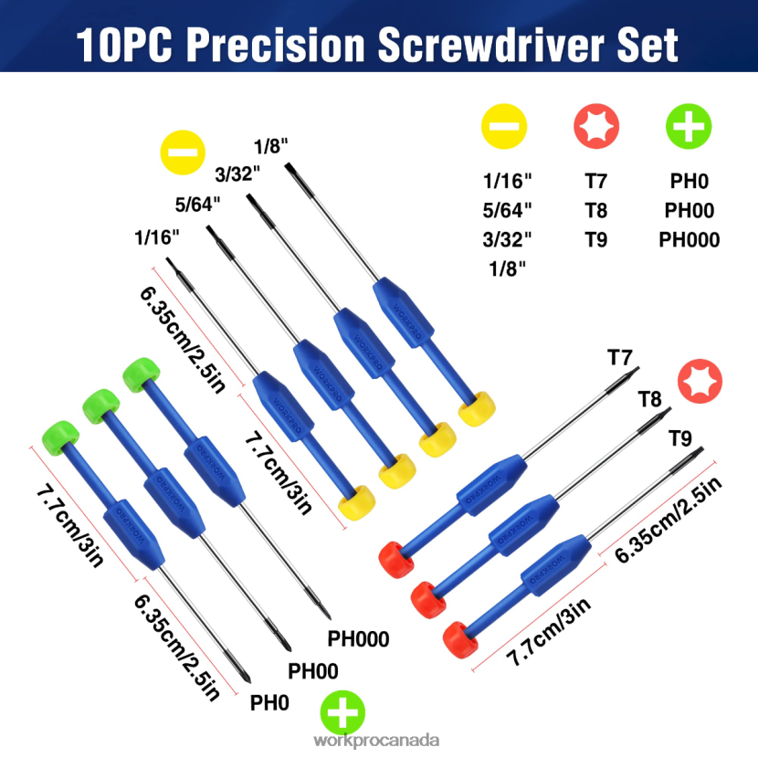 New WORKPRO 10-Pcs Precision Screwdriver Set with Case, Phillips, Slotted, Torx Star, Magnetic Screwdriver Repair Tool Kit, Non-Slip Grip Tool ZNRDXV103