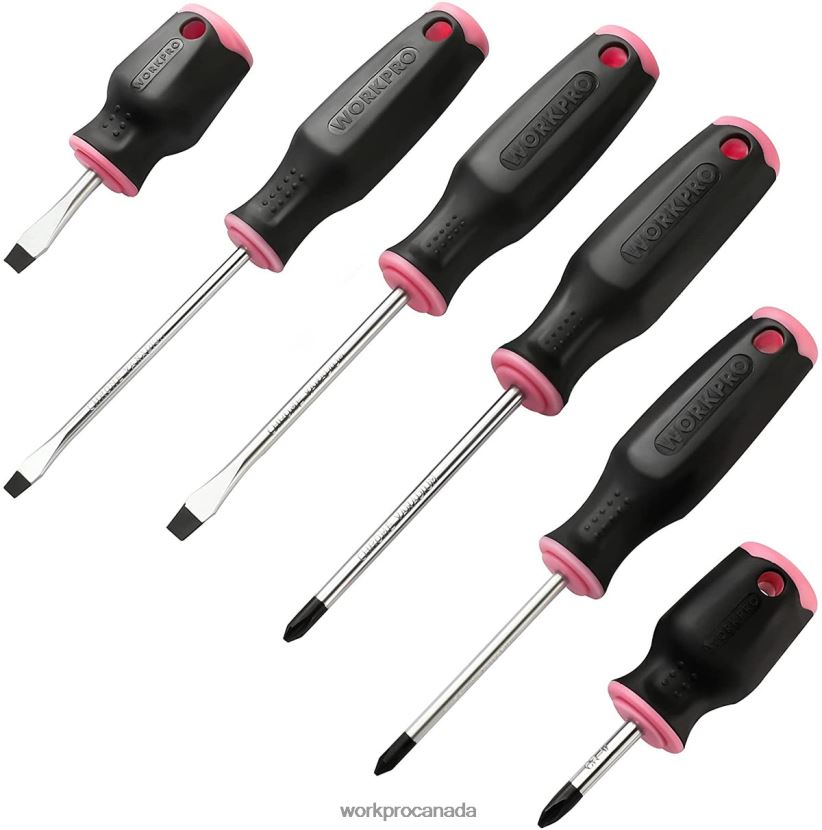 Pink WORKPRO 6 Pcs Magnetic Screwdrivers Set Tool ZNRDXV244