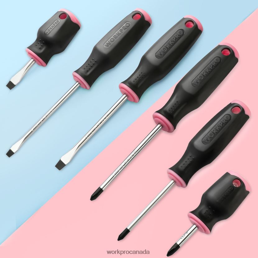 Pink WORKPRO 6 Pcs Magnetic Screwdrivers Set Tool ZNRDXV244