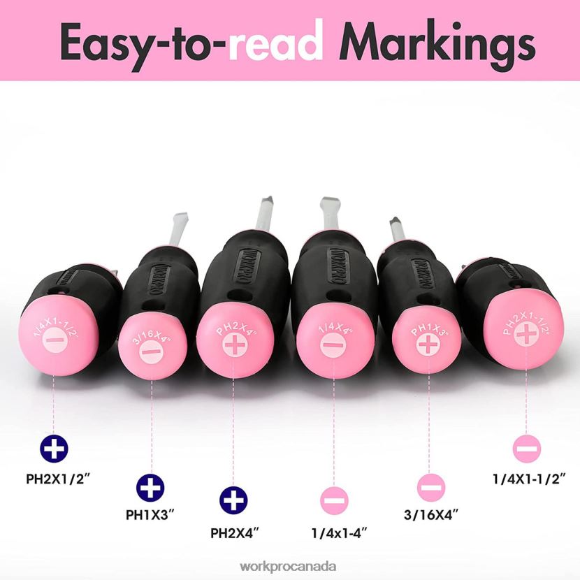 Pink WORKPRO 6 Pcs Magnetic Screwdrivers Set Tool ZNRDXV244