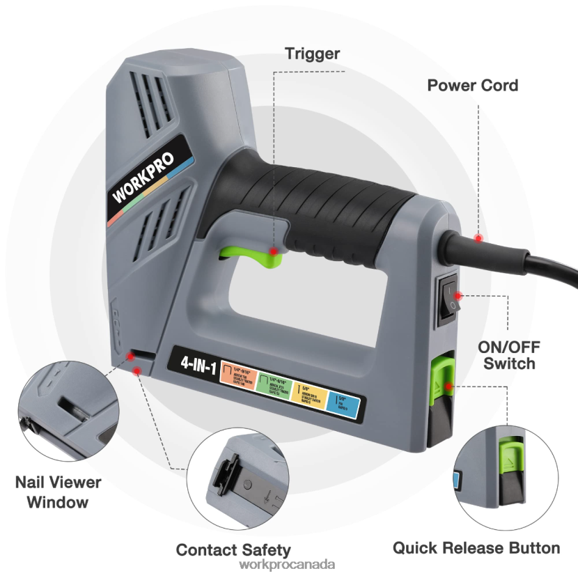 Helpful WORKPRO Electric Corded 4-in-1 Nail Gun, Including 3000PCS of Staples and Nails Tool ZNRDXV60