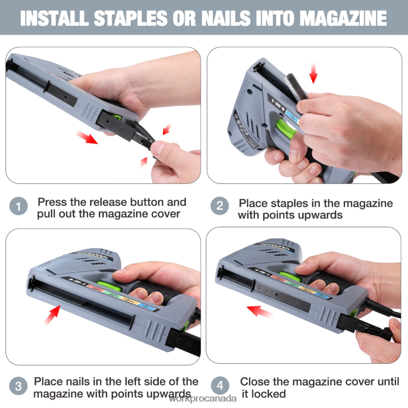 Helpful WORKPRO Electric Corded 4-in-1 Nail Gun, Including 3000PCS of Staples and Nails Tool ZNRDXV60