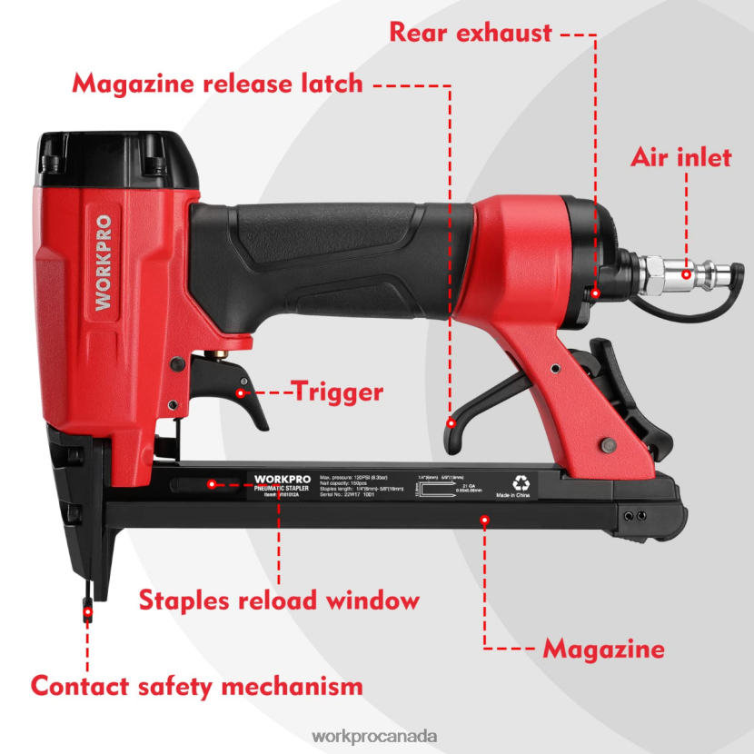 Morden WORKPRO Pneumatic Staple Gun, 8016/7116 Upholstery Stapler Tool ZNRDXV182