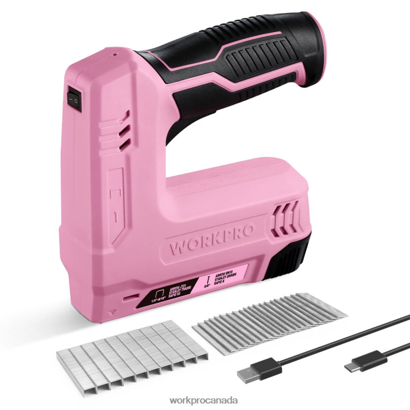 Pink/Gray WORKPRO 3.6V 2.0Ah Battery Powered Electric Cordless 2-in-1 Staple and Nail Gun Tool ZNRDXV265