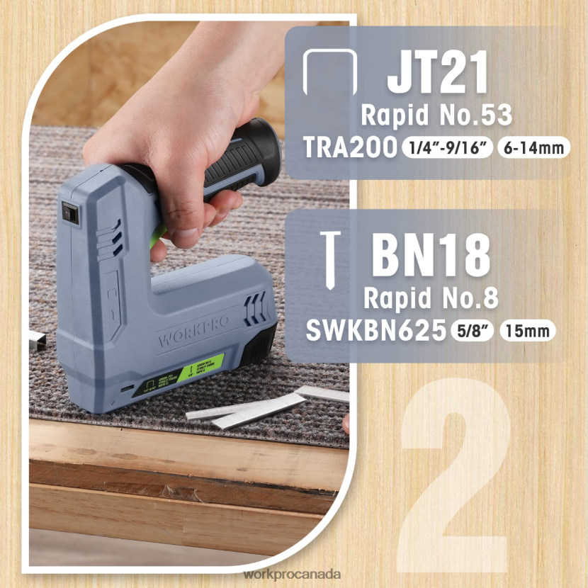 Pink/Gray WORKPRO 3.6V 2.0Ah Battery Powered Electric Cordless 2-in-1 Staple and Nail Gun Tool ZNRDXV265