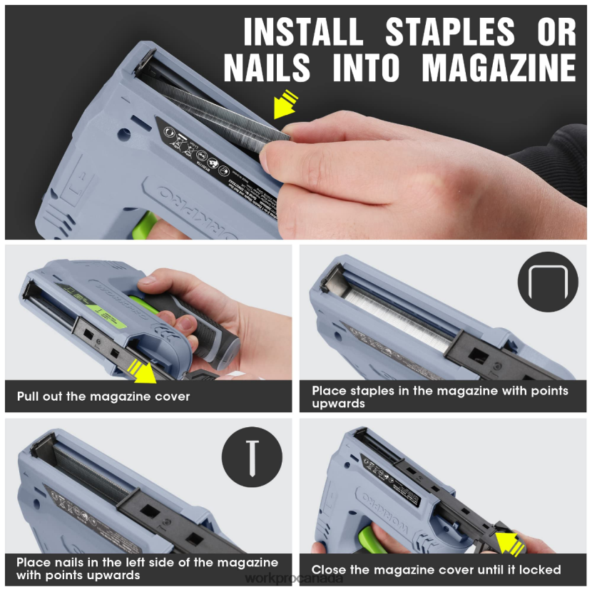 Pink/Gray WORKPRO 3.6V 2.0Ah Battery Powered Electric Cordless 2-in-1 Staple and Nail Gun Tool ZNRDXV265
