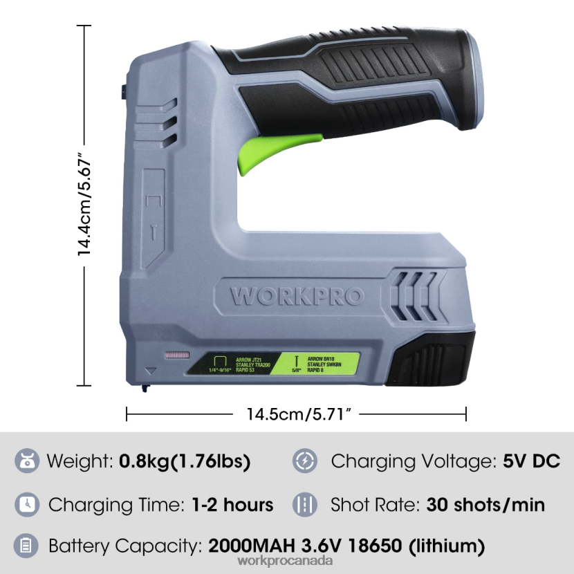 Pink/Gray WORKPRO 3.6V 2.0Ah Battery Powered Electric Cordless 2-in-1 Staple and Nail Gun Tool ZNRDXV265