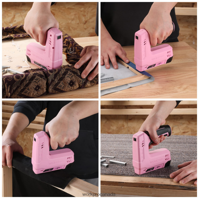 Pink/Gray WORKPRO 3.6V 2.0Ah Battery Powered Electric Cordless 2-in-1 Staple and Nail Gun Tool ZNRDXV265