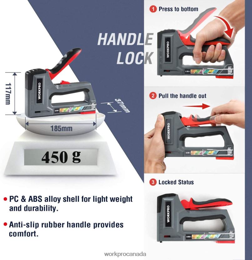 Pink/Grey WORKPRO 6-in-1 Manual Brad Nailer Upholstery Stapler Nail Gun Tool ZNRDXV59