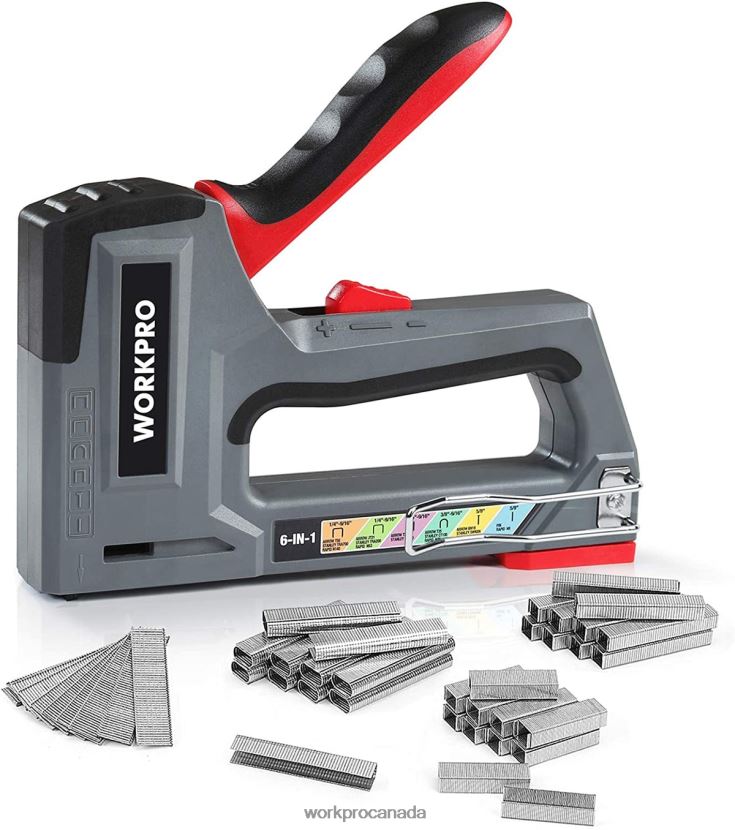 Pink/Grey WORKPRO 6-in-1 Manual Brad Nailer Upholstery Stapler Nail Gun Tool ZNRDXV59