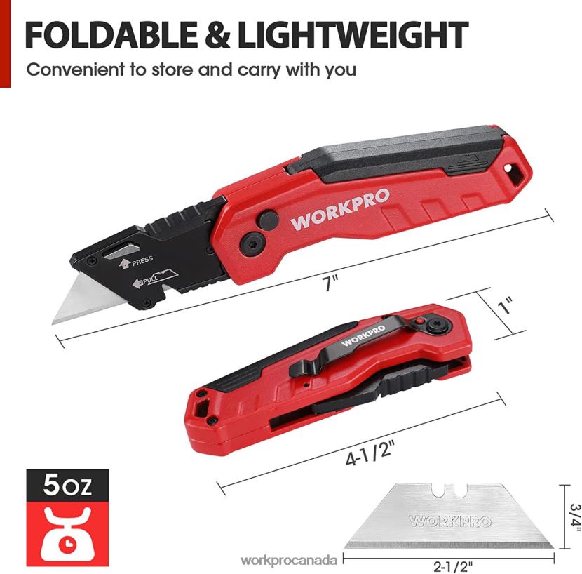 Blue/Red/Pink WORKPRO Folding Utility Knife, Quick Change Box Cutte 13 Extra Blades Included Tool ZNRDXV52