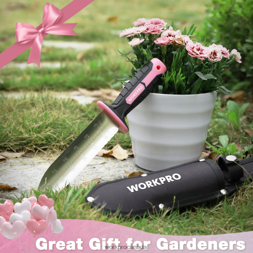Green/Pink WORKPRO Garden Knife with Oxford Sheath, Stainless Steel Blade with Cutting Edge Tool ZNRDXV283