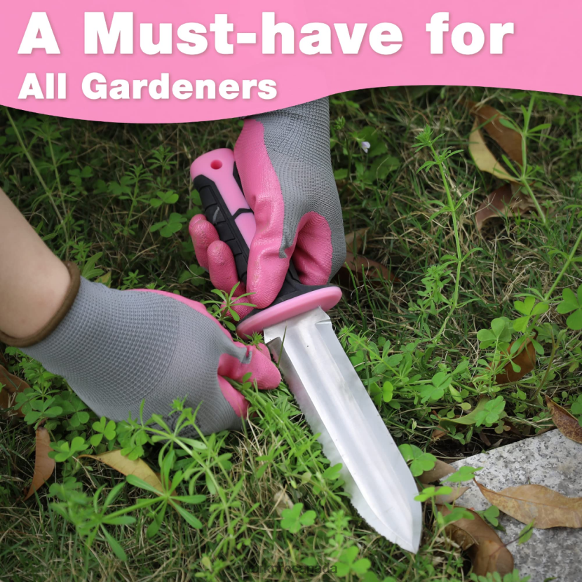 Green/Pink WORKPRO Garden Knife with Oxford Sheath, Stainless Steel Blade with Cutting Edge Tool ZNRDXV283