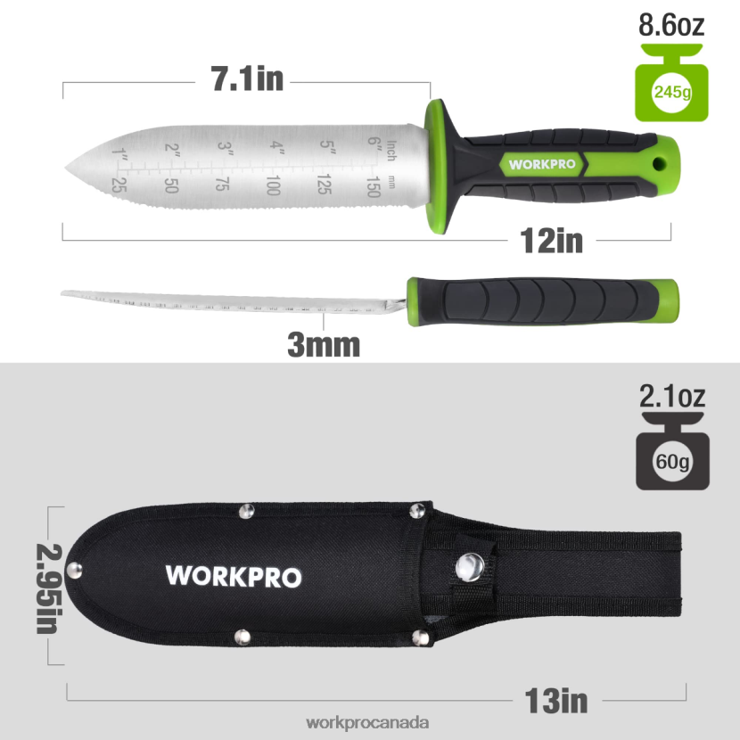 Green/Pink WORKPRO Garden Knife with Oxford Sheath, Stainless Steel Blade with Cutting Edge Tool ZNRDXV283