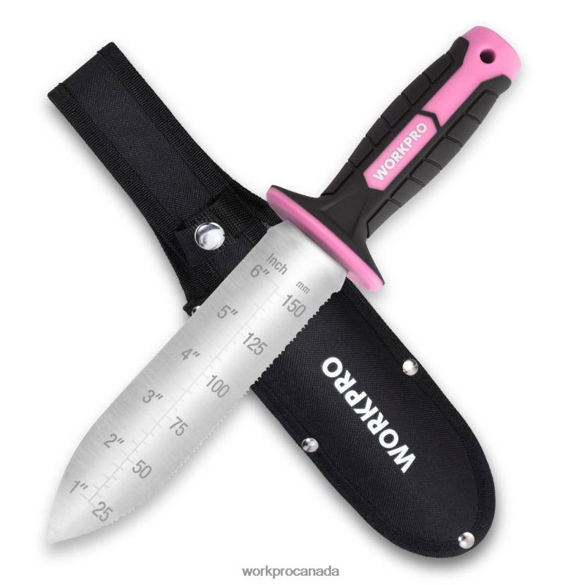 Green/Pink WORKPRO Garden Knife with Oxford Sheath, Stainless Steel Blade with Cutting Edge Tool ZNRDXV283