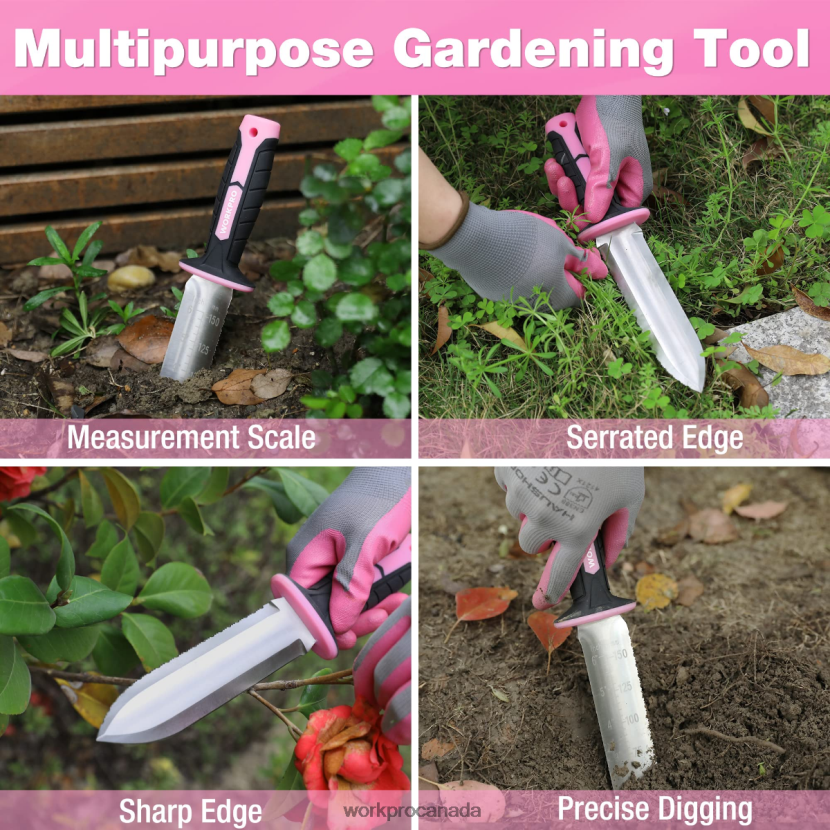 Green/Pink WORKPRO Garden Knife with Oxford Sheath, Stainless Steel Blade with Cutting Edge Tool ZNRDXV283