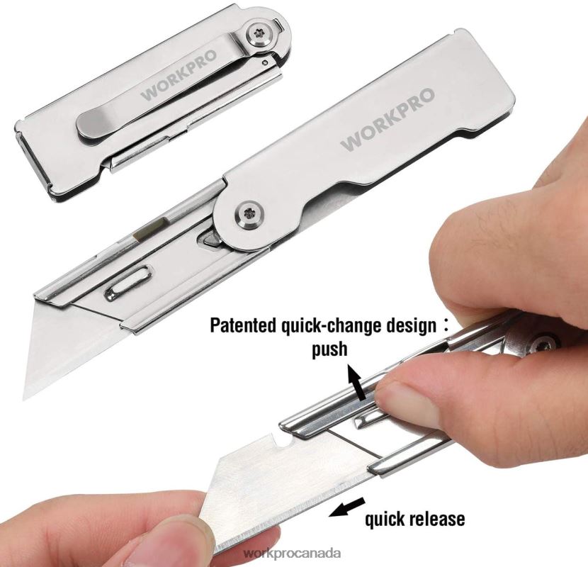 Morden WORKPRO 3 Pcs Quick Change Folding Pocket Utility Knife Set with Belt Clip Tool ZNRDXV45