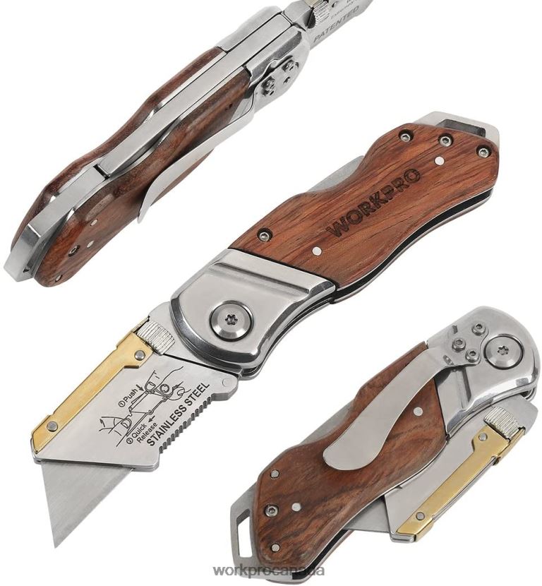 Morden WORKPRO Folding Utility Knife Wood Handle Heavy Duty Cutter Tool ZNRDXV39