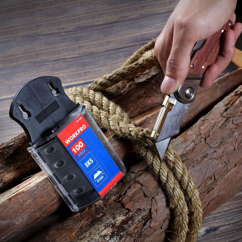 Morden WORKPRO Folding Utility Knife Wood Handle Heavy Duty Cutter Tool ZNRDXV39