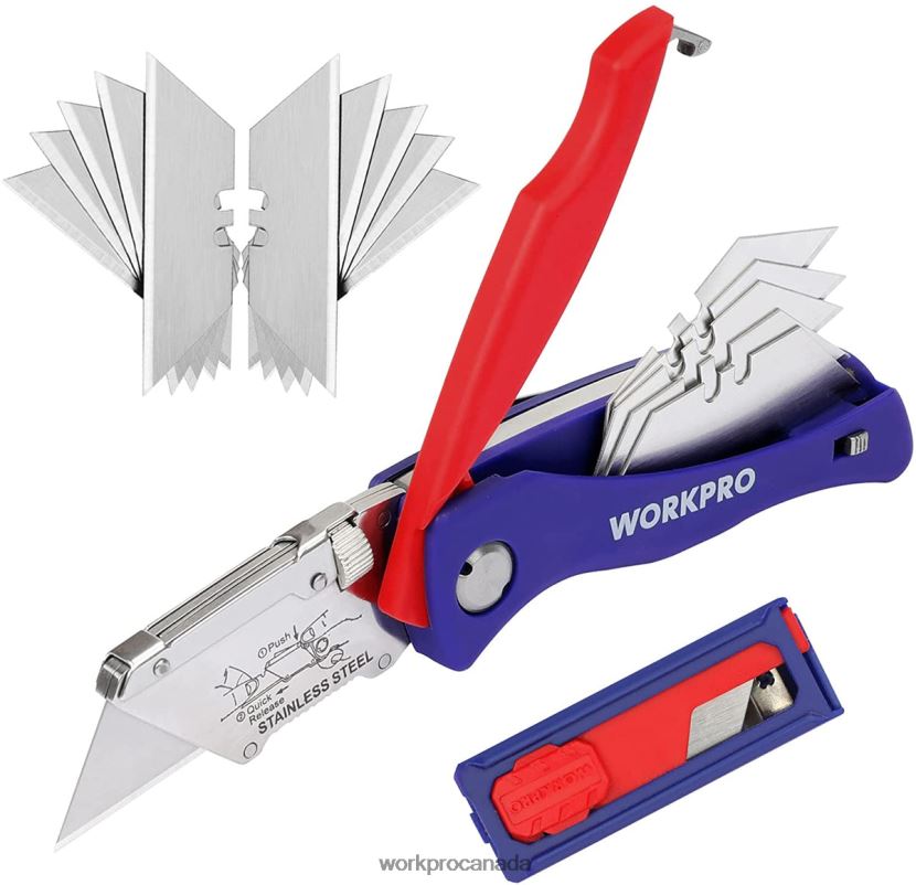 Morden WORKPRO Folding Utility Knife with Back Lock Quick-change Box Cutter with Belt Clip Tool ZNRDXV46